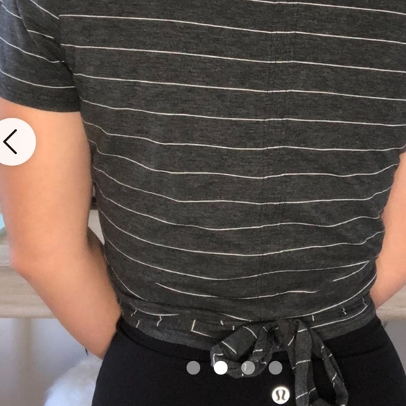 Lululemon Time to Restore Front Tie Lightweight Top Grey Stripe Medium - Picture 3 of 9